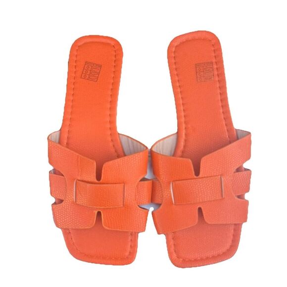 The Unbranded Brand Shoes - Women Orange Slide Sandals US 7.5 EU 39 Slip Casual